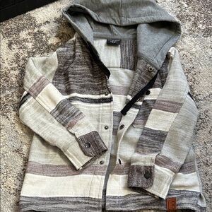 Little Bipsy Gray and Brown Hooded Knit Top